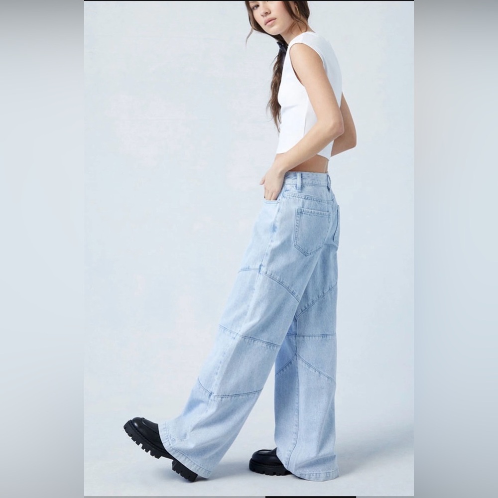 PacSun Eco Light Indigo Seamed Low Rise Baggy Jeans- Size 27 - Picture 2 of 9